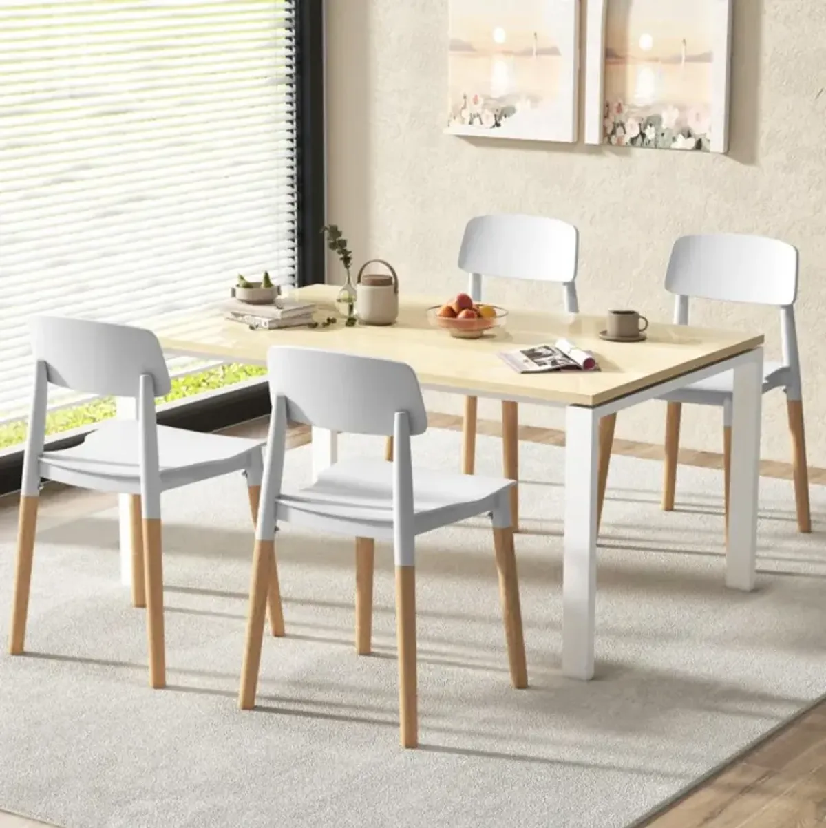 Hivvago Modern Dining Side Chairs Set of 4 with Ergonomic Backrest for Dining Room