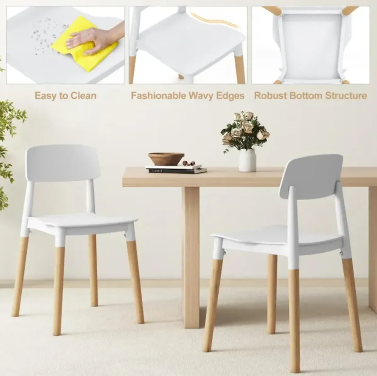 Hivvago Modern Dining Side Chairs Set of 4 with Ergonomic Backrest for Dining Room