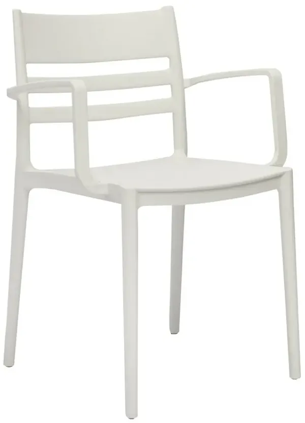 Teesy 22 Inch Side Dining Armchair Set of 4, Indoor Outdoor, White Finish - Benzara