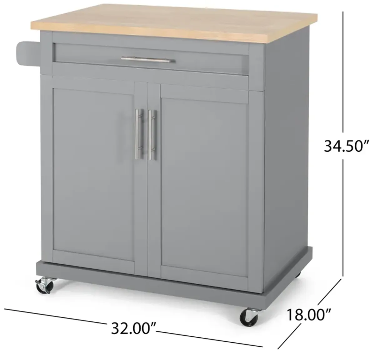 Streamdale Contemporary Kitchen Cart with Storage and Rolling Casters