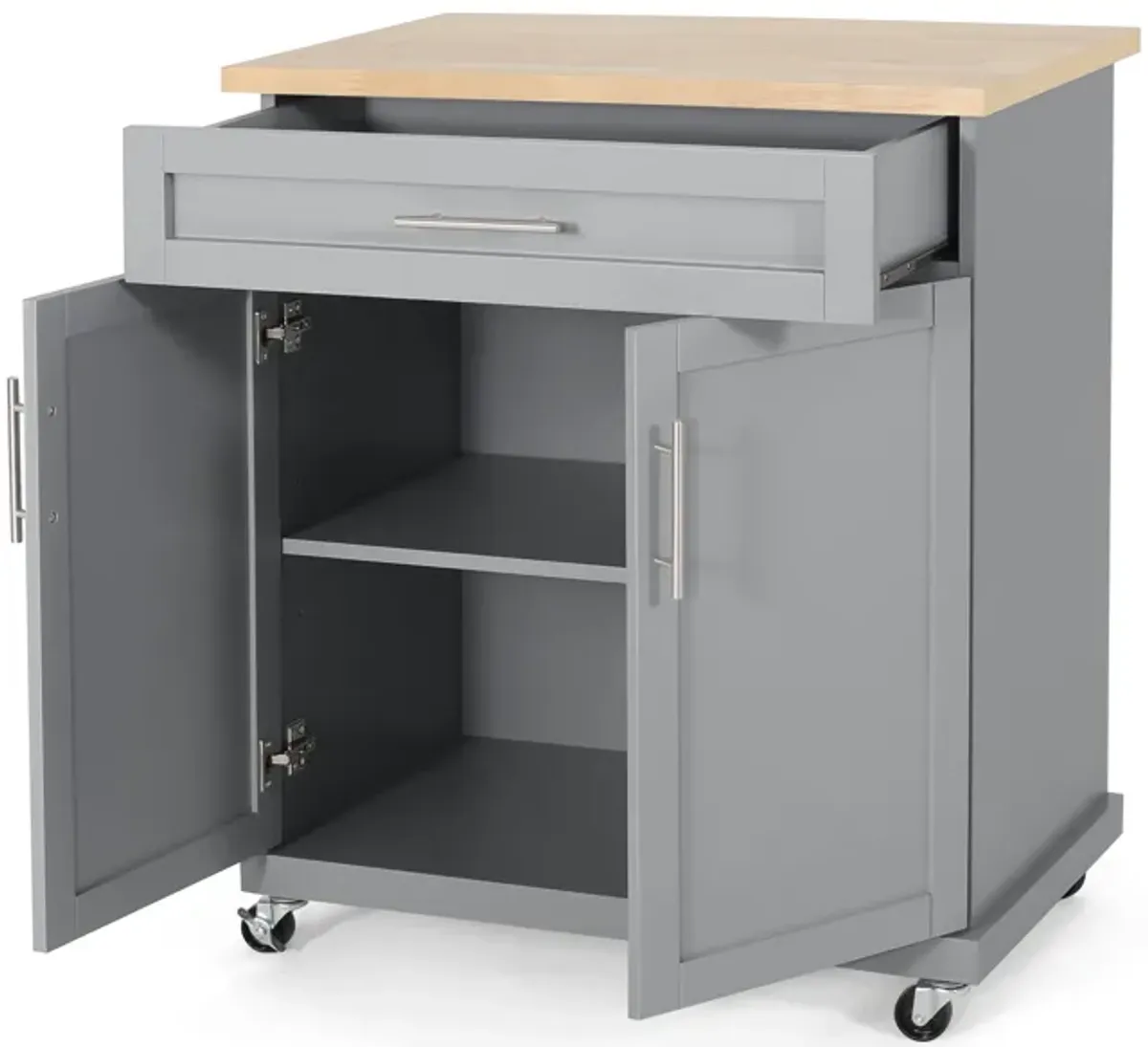 Streamdale Contemporary Kitchen Cart with Storage and Rolling Casters