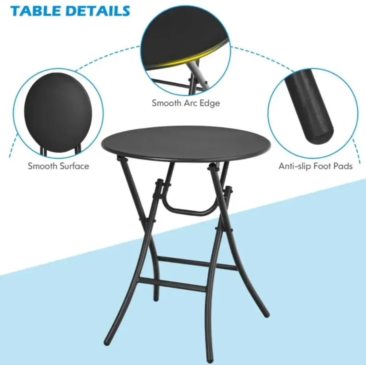 Hivvago 3 Pieces Patio Rattan Bistro Set with Round Dining Table and 2 Chairs