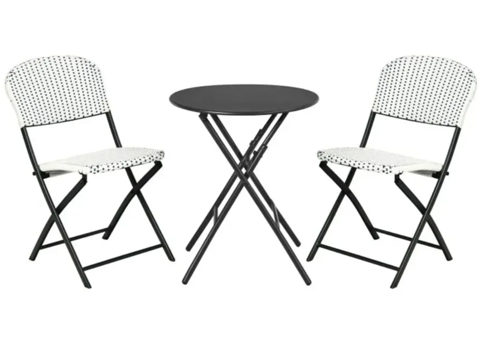 Hivvago 3 Pieces Patio Rattan Bistro Set with Round Dining Table and 2 Chairs