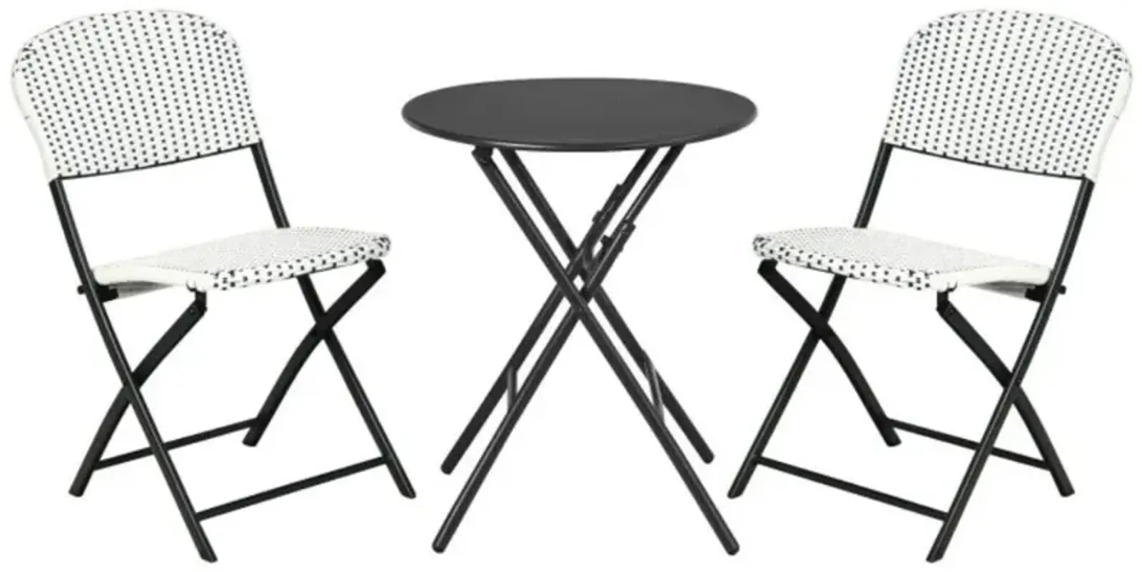 Hivvago 3 Pieces Patio Rattan Bistro Set with Round Dining Table and 2 Chairs