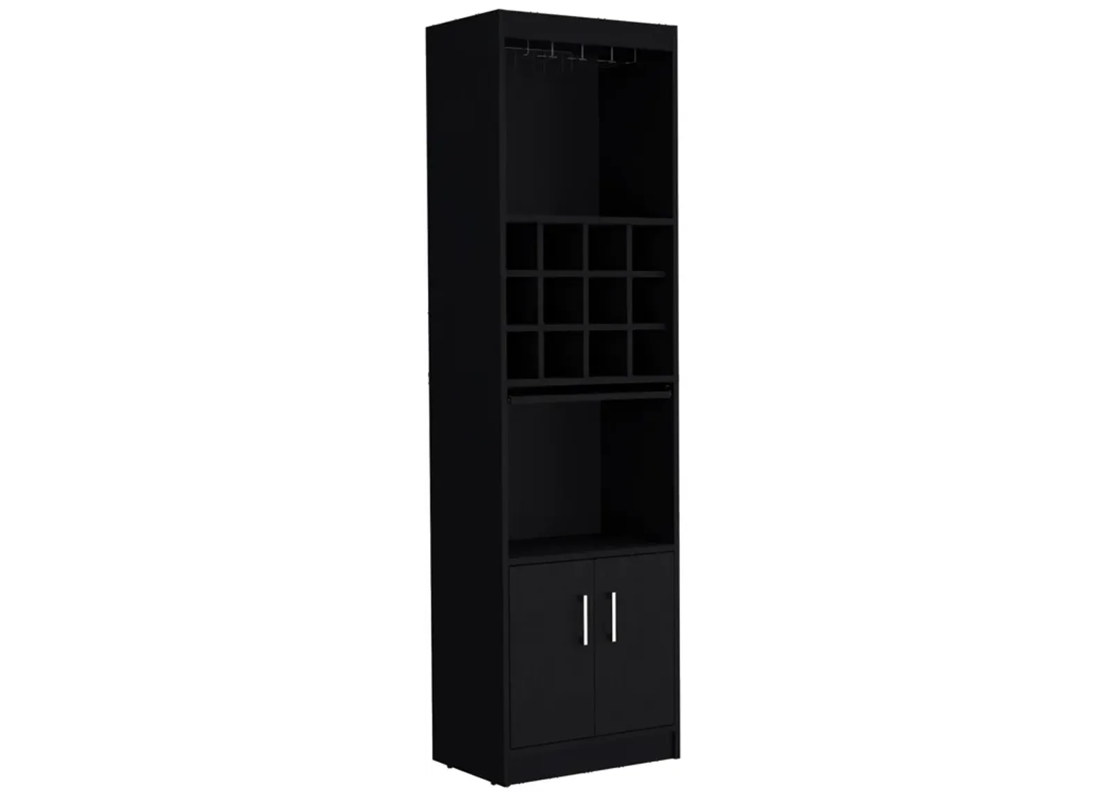 Pisek Bar Cabinet 5-Tier, Wine Cabinet, Liquor Cabinet, 12 Bottle Cubbies, 5 Shelves, White, Living Room