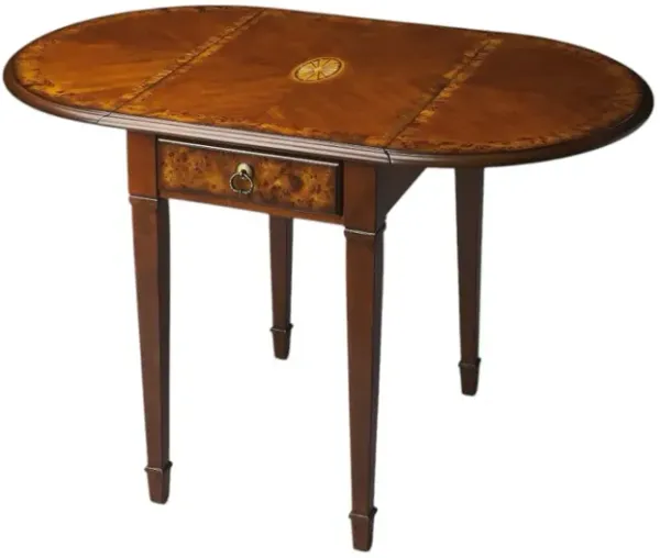 Hivvago 19 Inch  Brown Wood Oval Coffee Table With Drawer