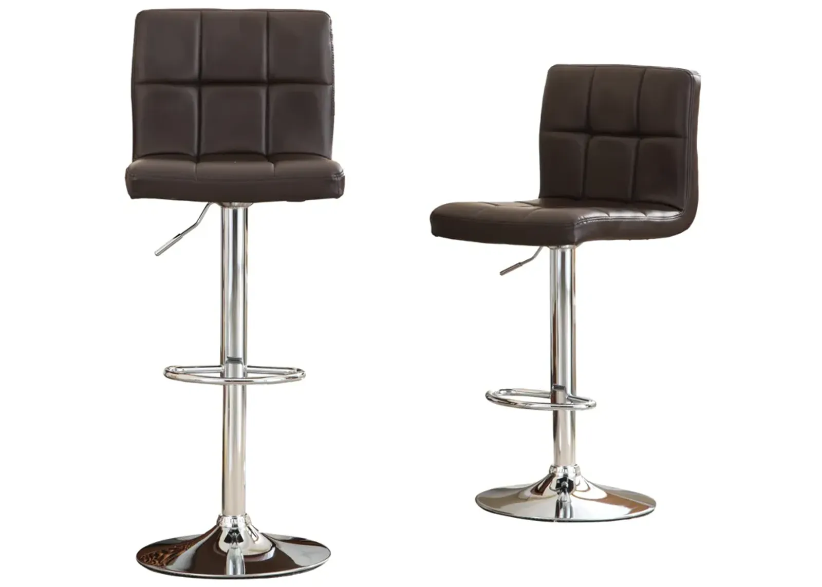 Faux Leather Adjustable Hydraulic Bar Stool, Set of 2, Brown