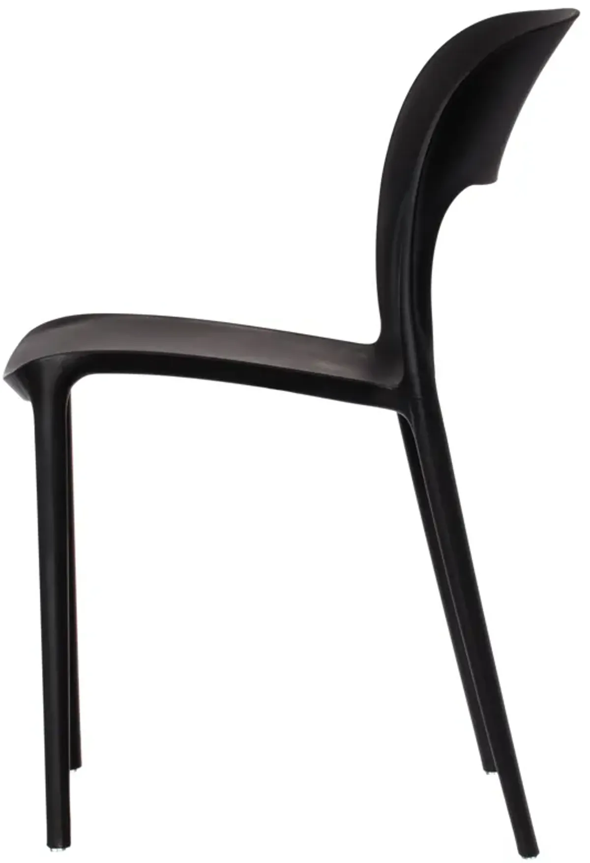 Modern Plastic Outdoor Dining Chair with Open Curved Back, Black Set of 4