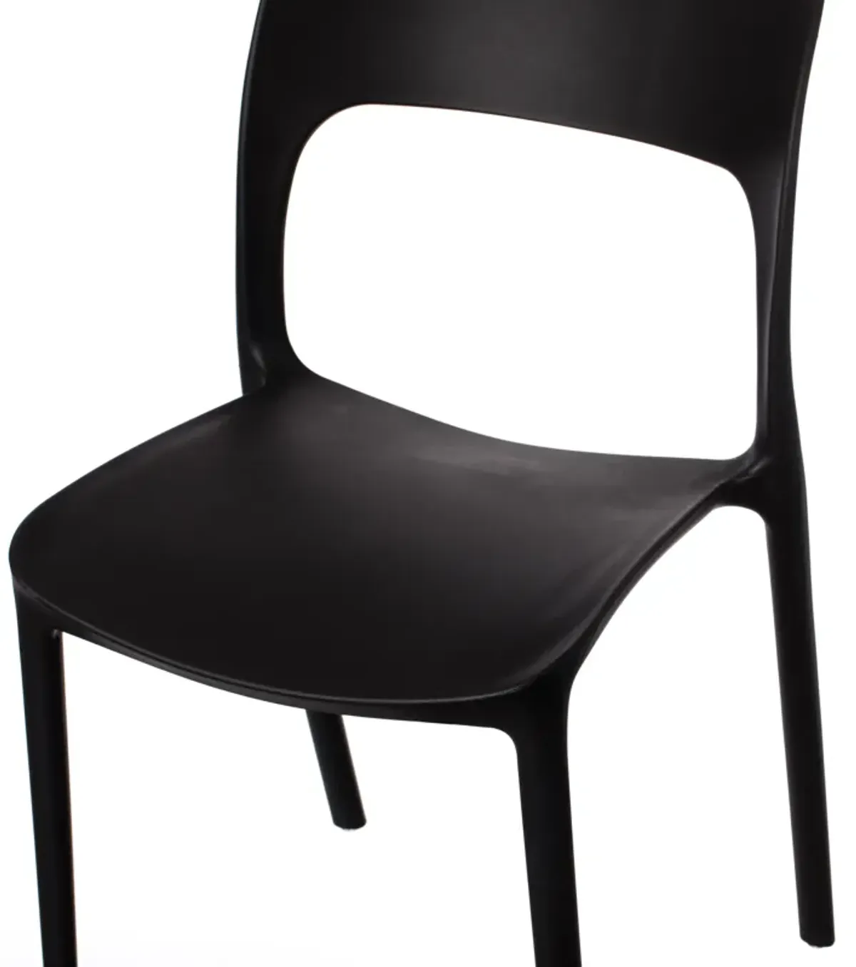 Modern Plastic Outdoor Dining Chair with Open Curved Back, Black Set of 4