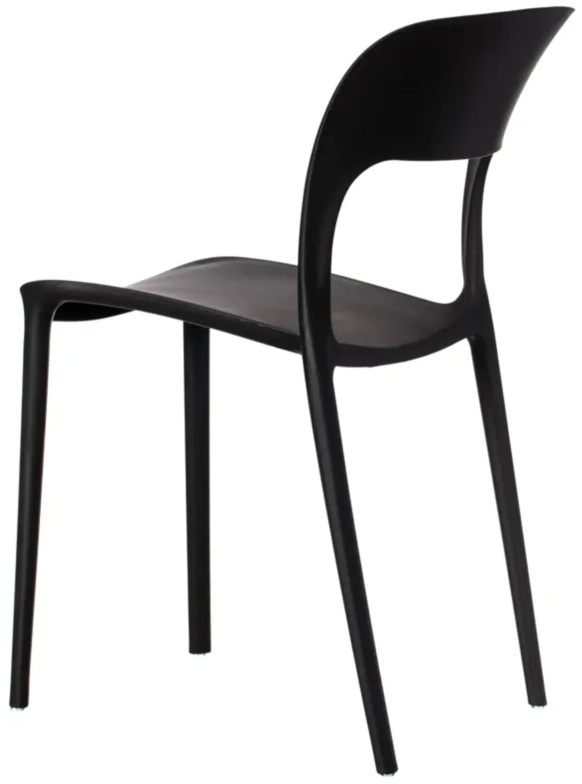 Modern Plastic Outdoor Dining Chair with Open Curved Back, Black Set of 4