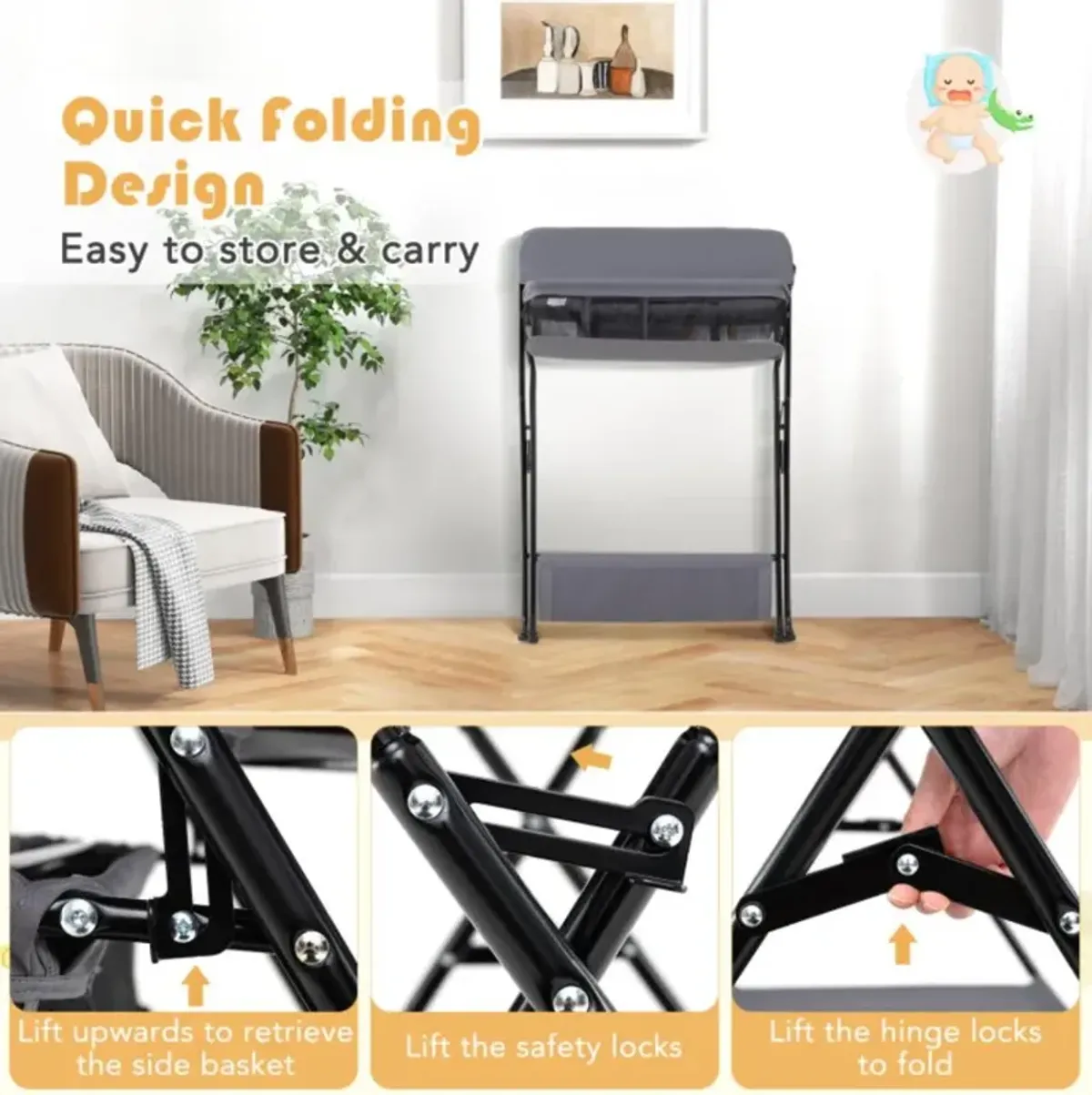 Hivvago Baby Storage Folding Diaper Changing Table