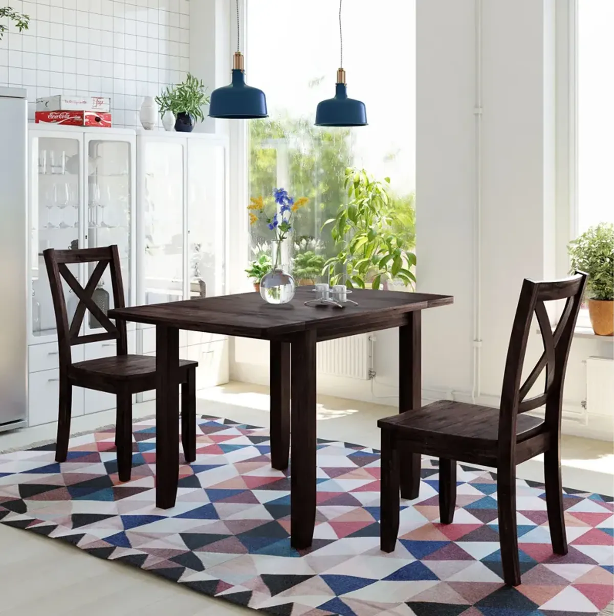 Merax 3-Piece Wood Drop Leaf Extendable Dining Table Set