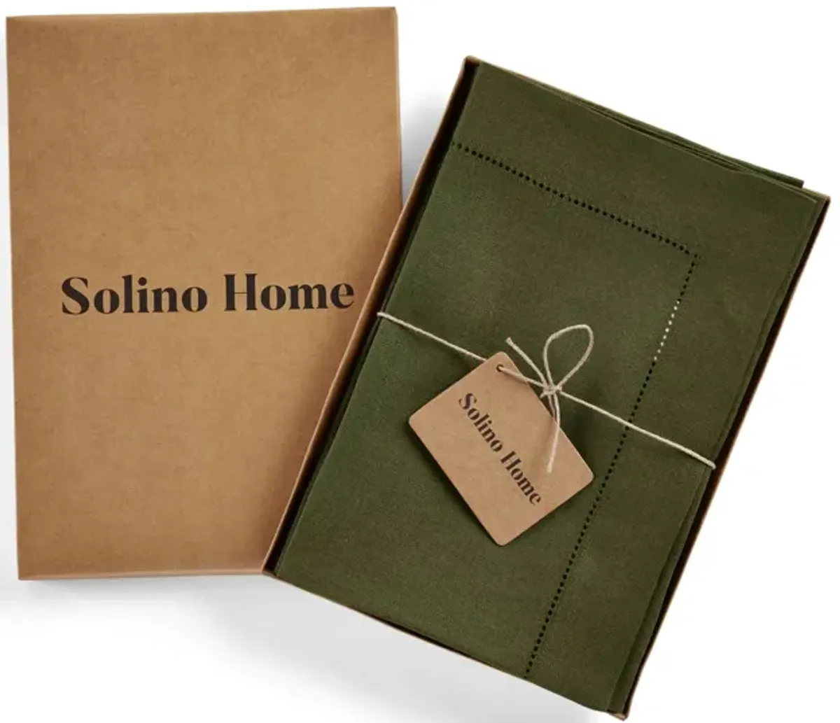 Solino Home 100% Pure Linen Dinner Napkins 20 x 20 Inch Set of 4 | Classic Hemstitch