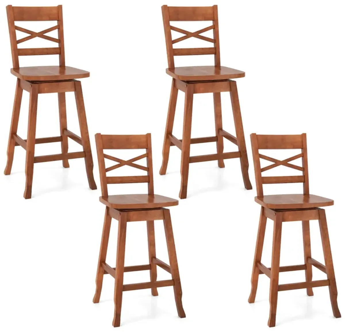 Swivel 24-Inch Counter Height Stool Set of 2 with Inclined Backrest