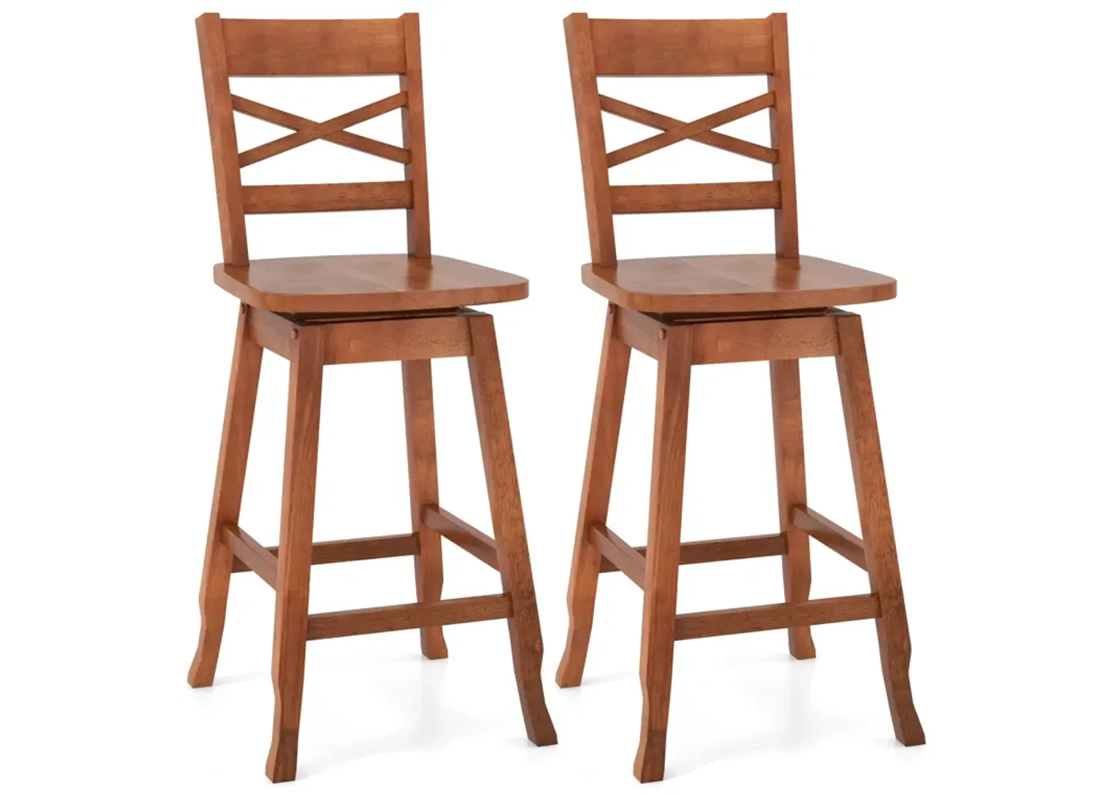 Swivel 24-Inch Counter Height Stool Set of 2 with Inclined Backrest