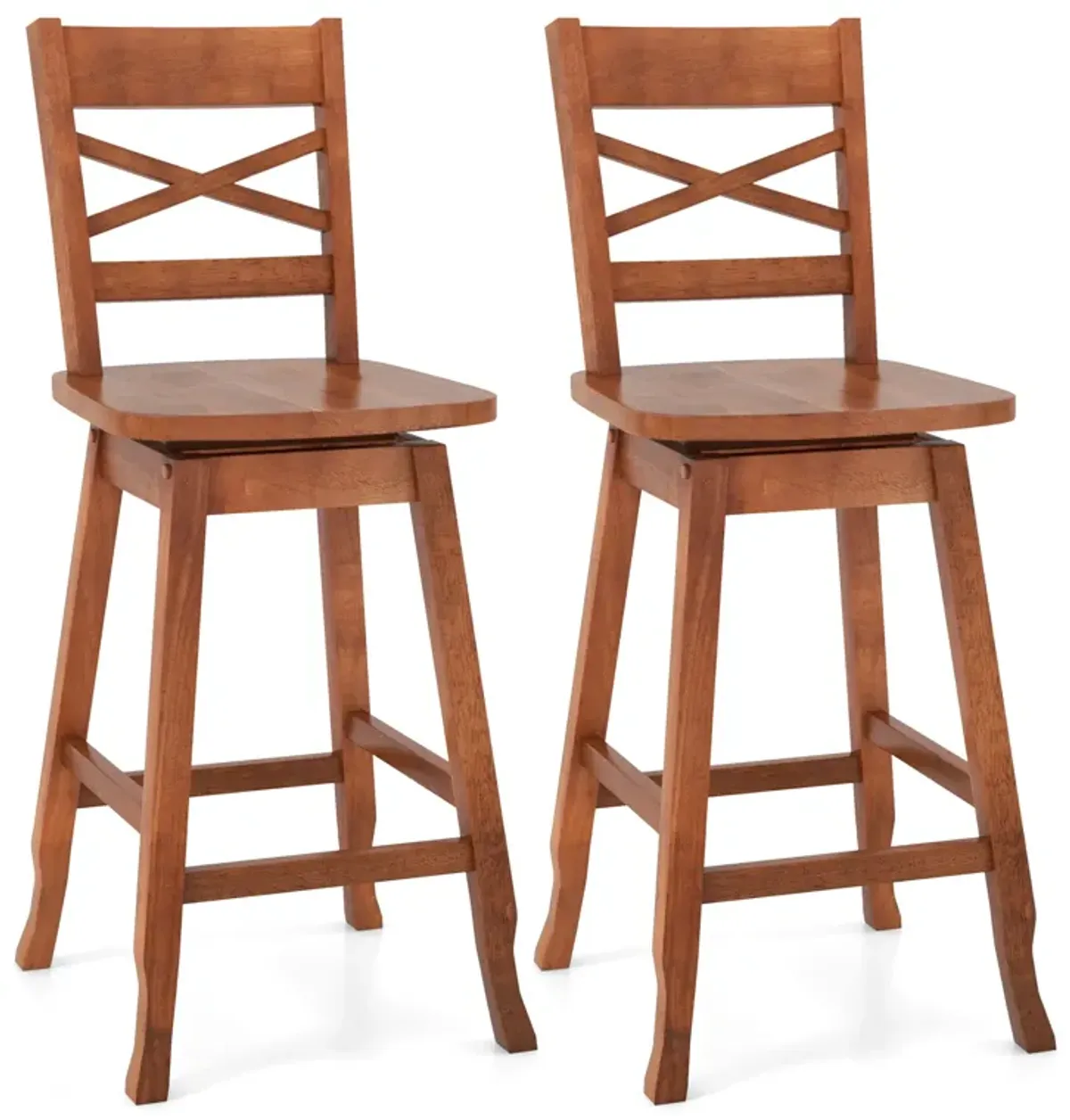 Swivel 24-Inch Counter Height Stool Set of 2 with Inclined Backrest