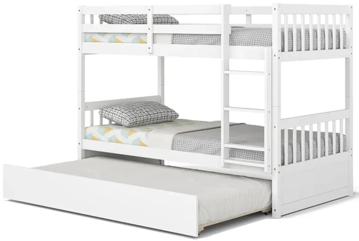 Twin Over Twin Bunk Bed with Pull-out Trundle and Ladder