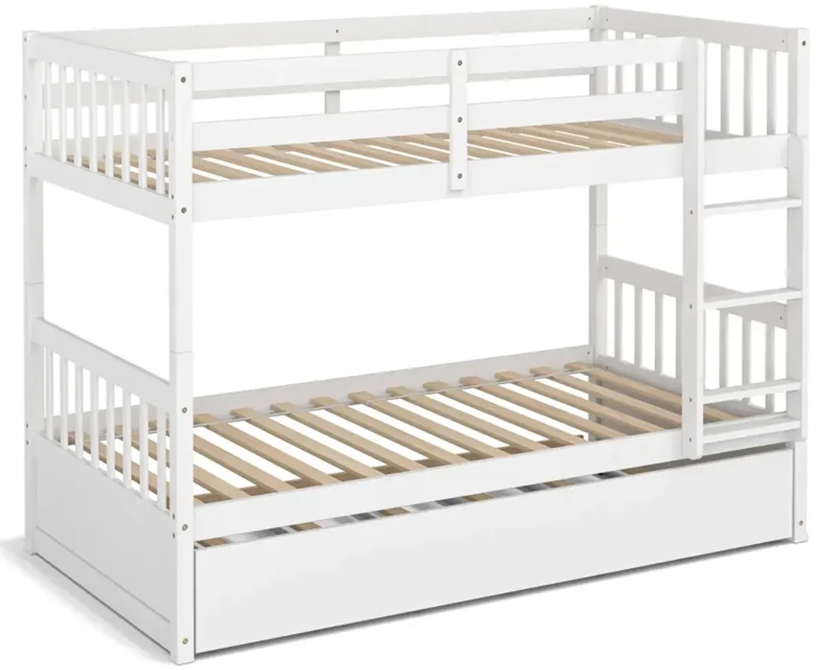 Twin Over Twin Bunk Bed with Pull-out Trundle and Ladder