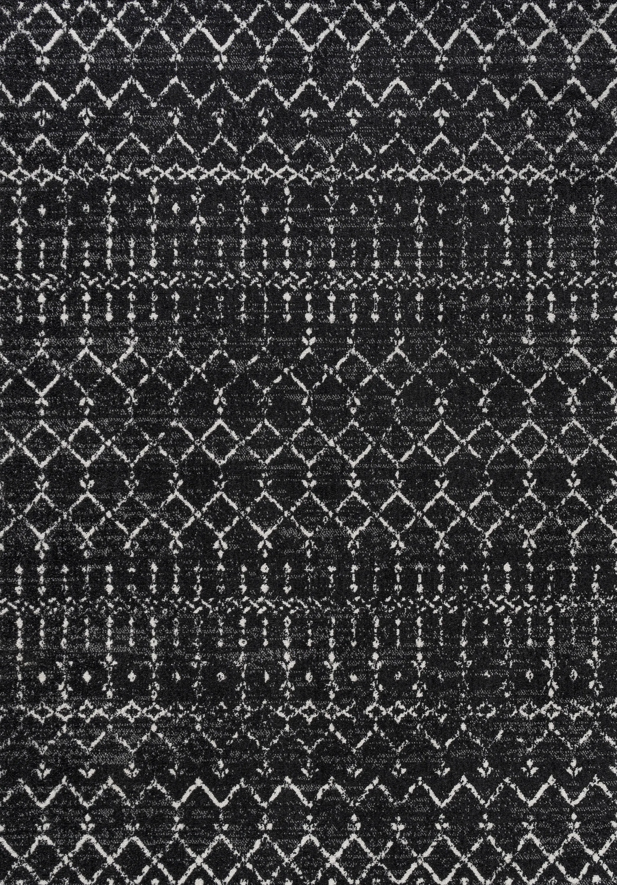 Moroccan HYPE Boho Vintage Diamond Black/Ivory 9 ft. x 12 ft. Area Rug