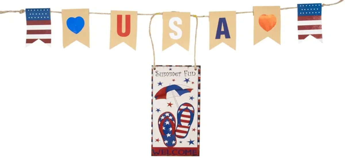 USA Summer Fun Welcome Patriotic Hanging Wall Decoration - 30.5"