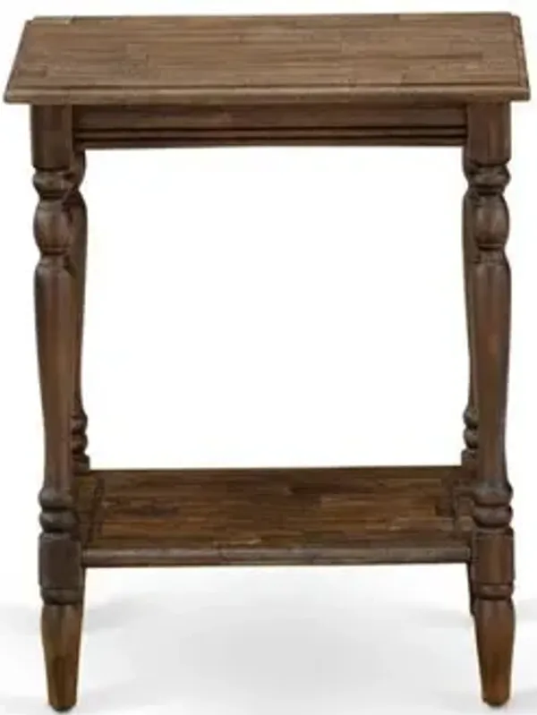 East West Furniture Wood End Table with Open Storage Shelf - Modern Nightstand for Small Spaces, Stable and Sturdy Constructed - Distressed Jacobean Finish