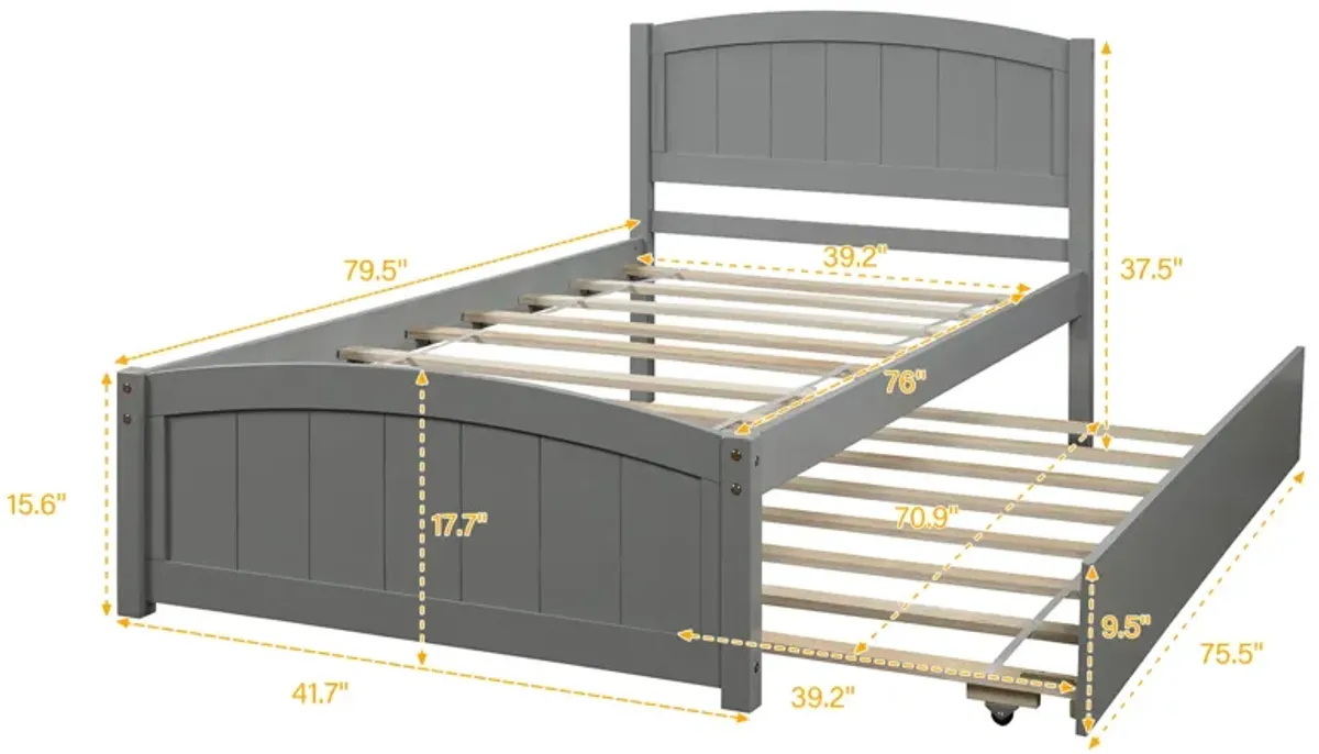 Minimalistic Wood Platform Bed with Trundle