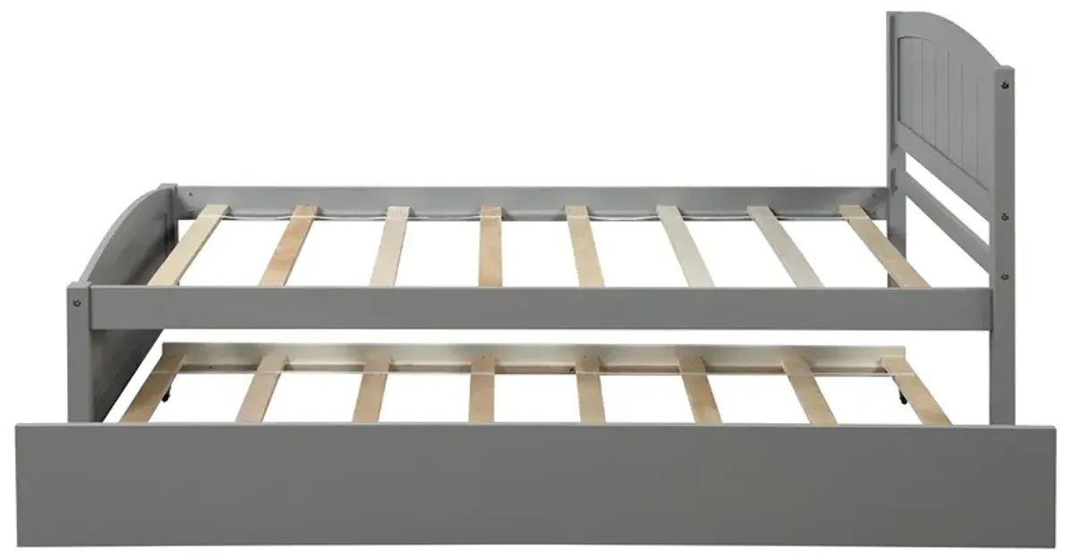 Minimalistic Wood Platform Bed with Trundle