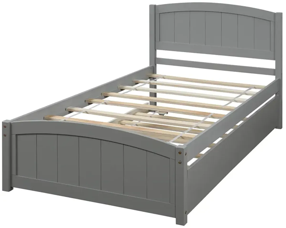 Minimalistic Wood Platform Bed with Trundle