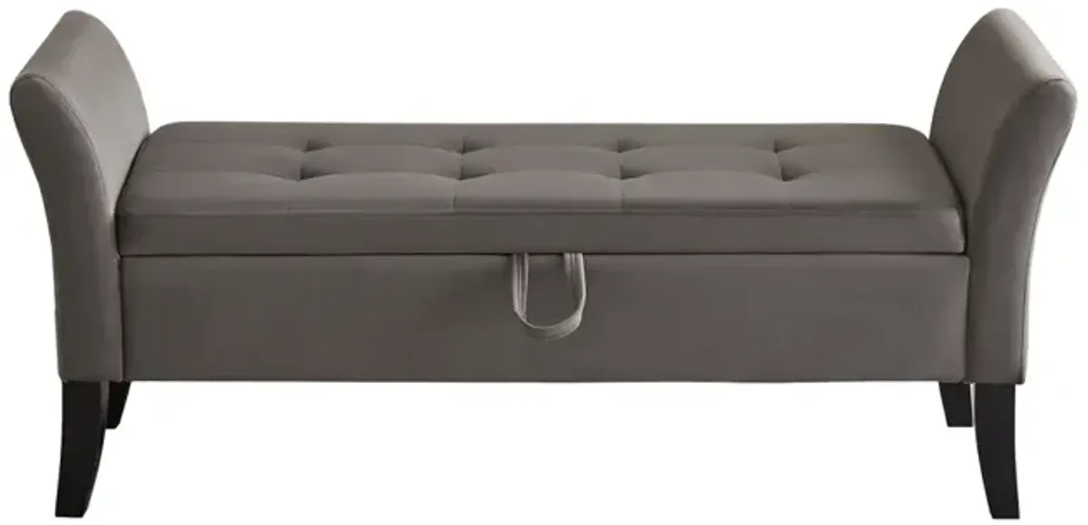 51.5" Bed Bench With Storage Grey Velvet