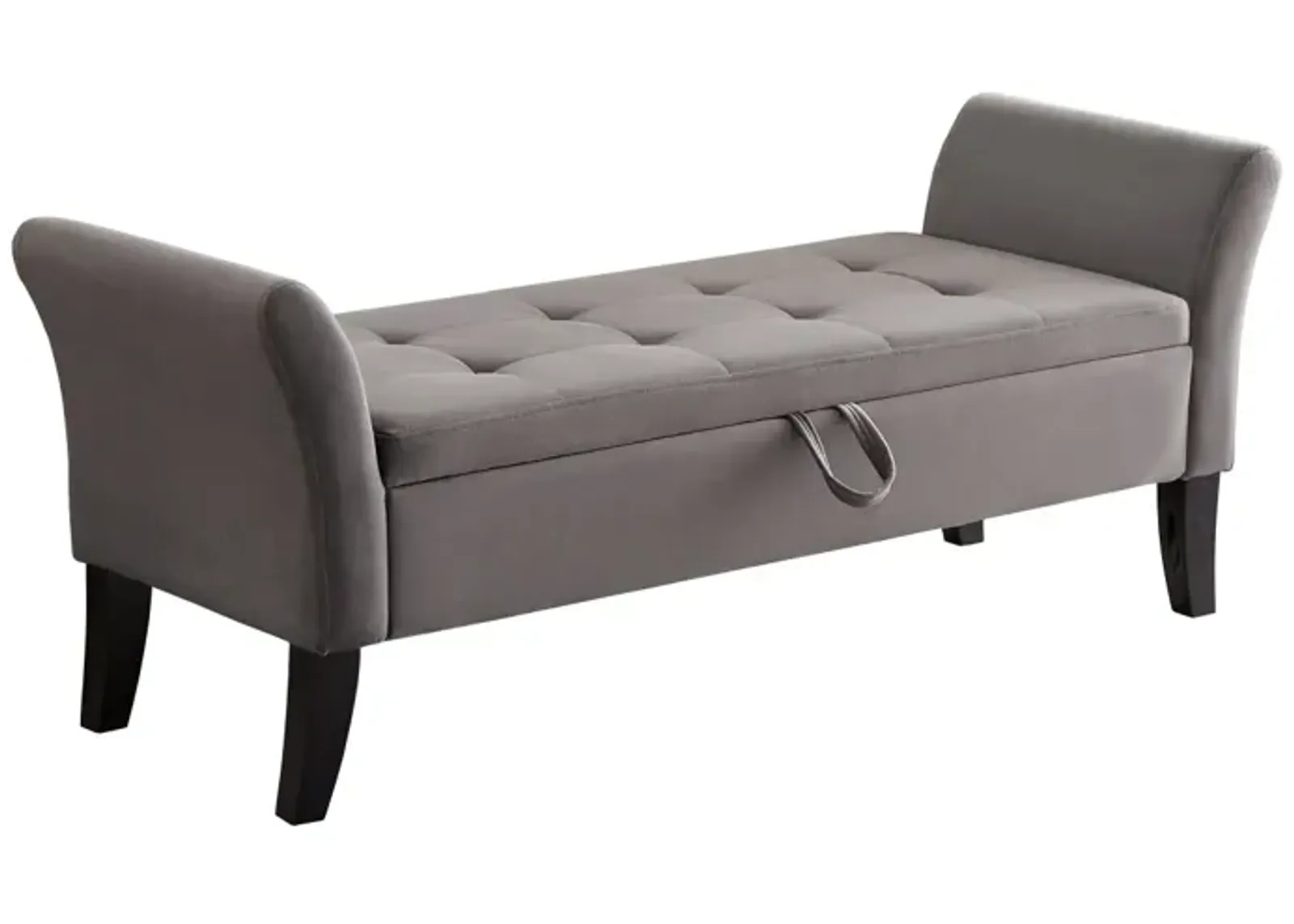 51.5" Bed Bench With Storage Grey Velvet