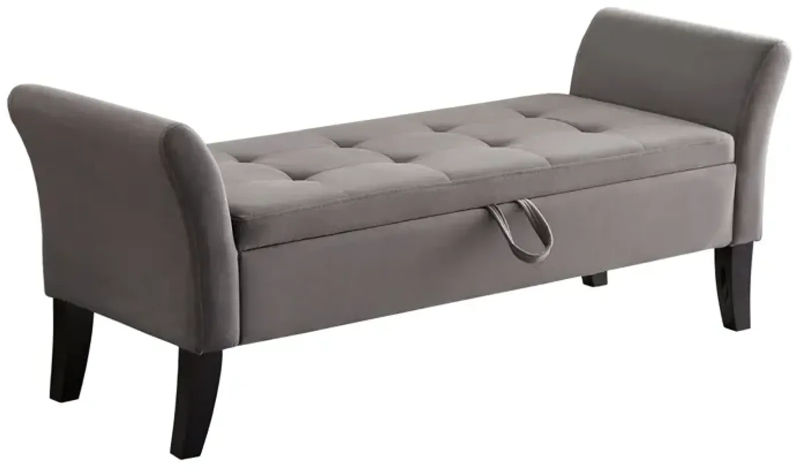 51.5" Bed Bench With Storage Grey Velvet