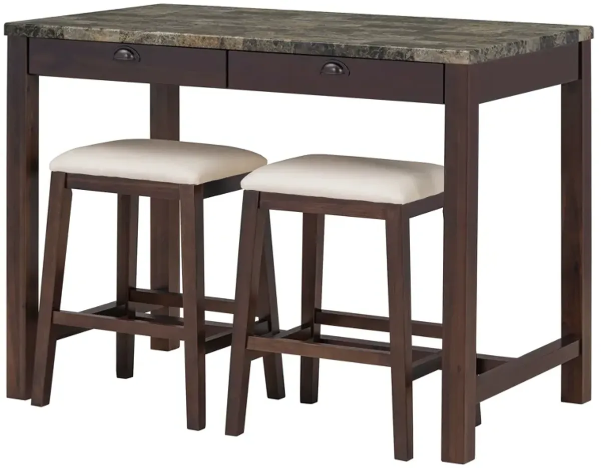 Merax 3-Piece Modern  Versatile Bar Table Stools Dining Set