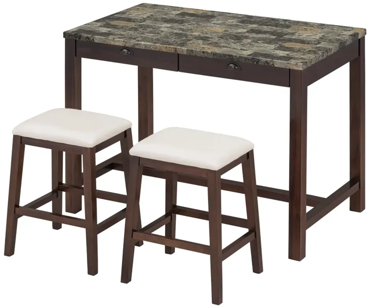 Merax 3-Piece Modern  Versatile Bar Table Stools Dining Set