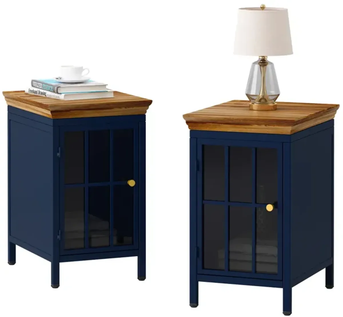 Solid Wood Nightstands with Storage, Set of 2