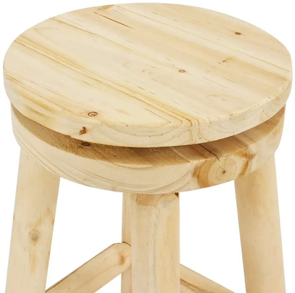 Sunnydaze Rustic Unfinished Fir Wood Indoor Swivel Counter-Height Stool