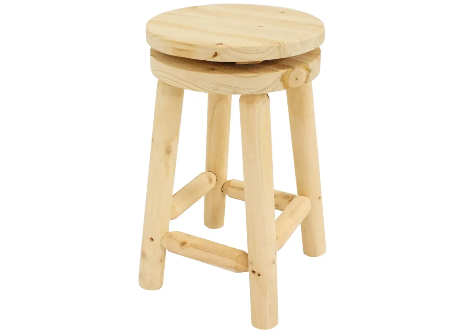 Sunnydaze Rustic Unfinished Fir Wood Indoor Swivel Counter-Height Stool