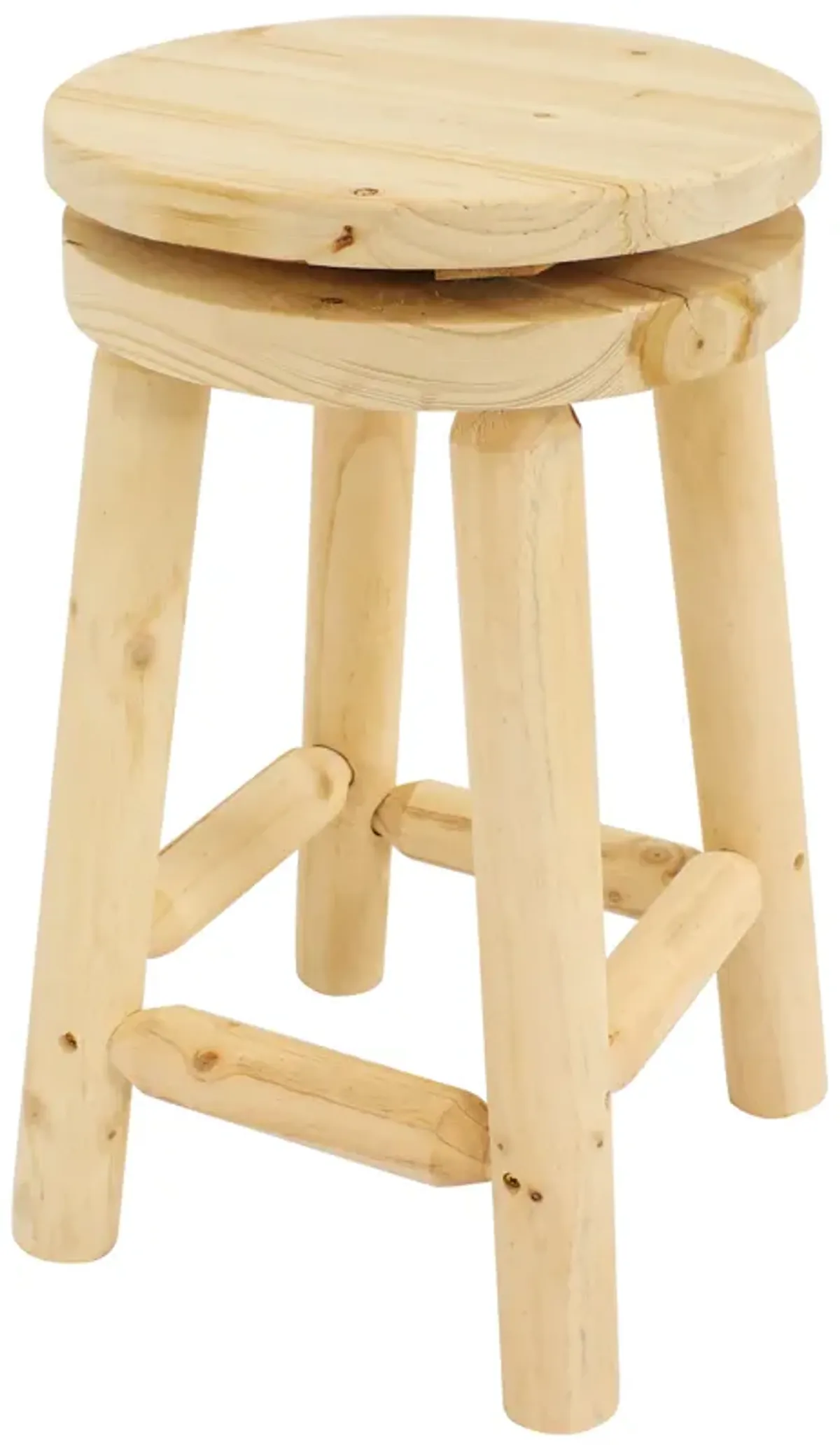 Sunnydaze Rustic Unfinished Fir Wood Indoor Swivel Counter-Height Stool