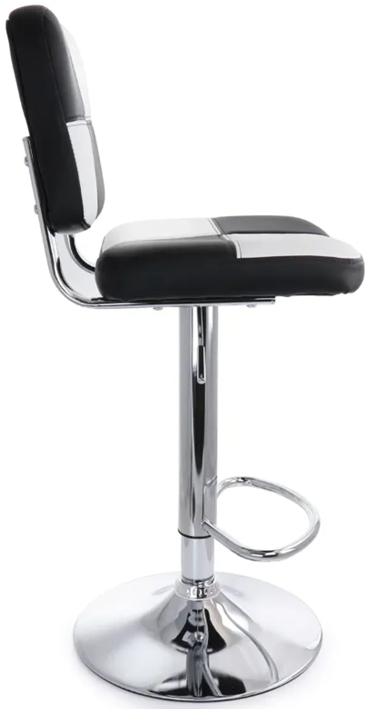 Elama 2 Piece Adjustable Faux Leather Bar Stool in Black and White with Chrome Base