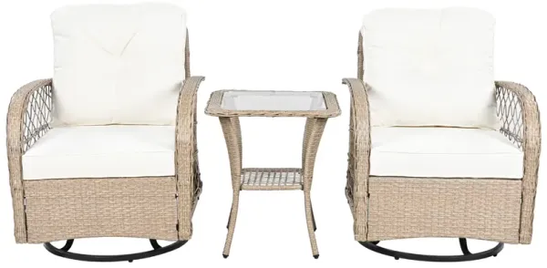 Merax 3-piece Outdoor Swivel Chairs Table Rattan Seating Group