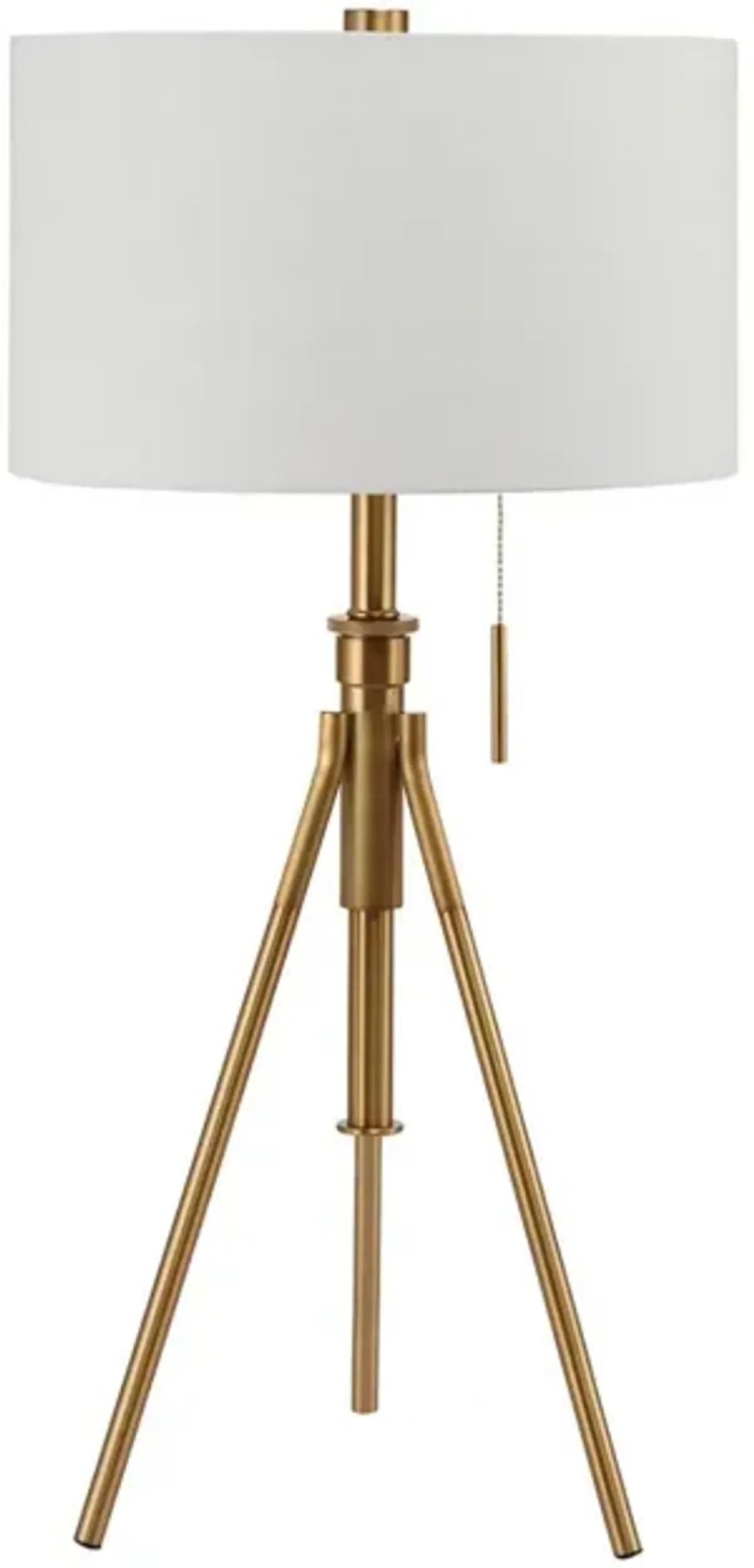 32-37 Inch Table Lamp, Adjustable Height, Modern Tripod Legs, Metal, Gold - Benzara