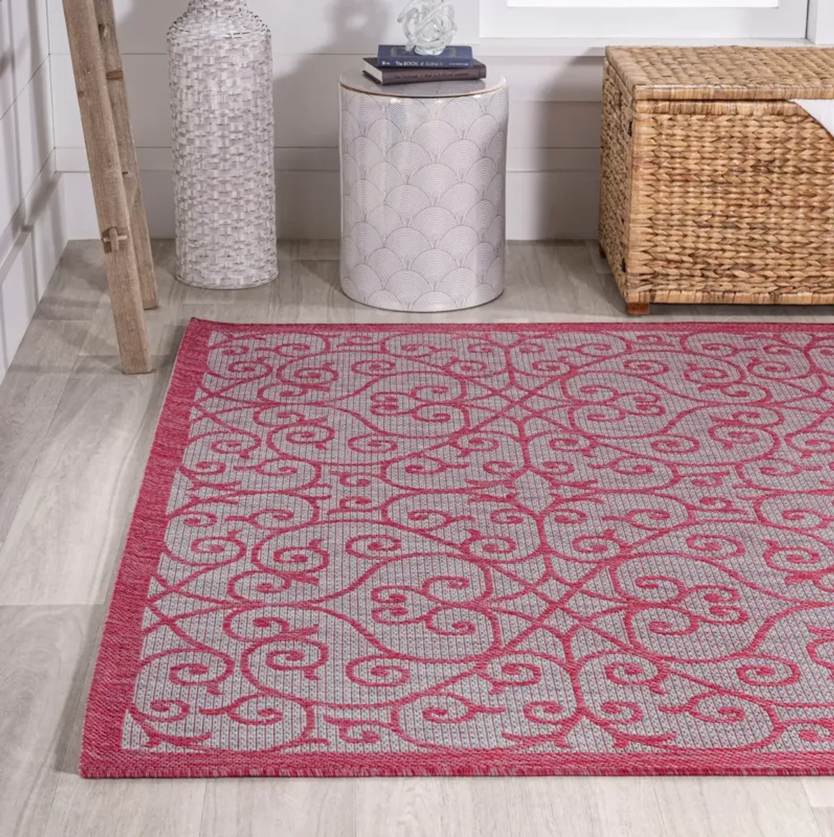 Madrid Vintage Filigree Textured Weave Indoor/Outdoor Area Rug