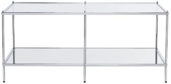 Hivvago 42" Chrome Glass And Metal Rectangular Mirrored Coffee Table