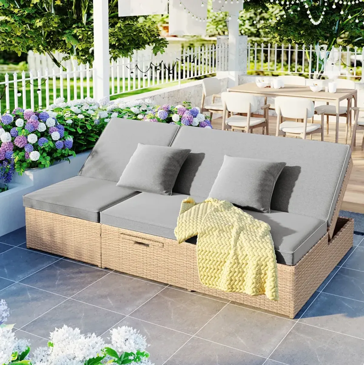 Merax Outdoor Double Sunbed Conversational Set