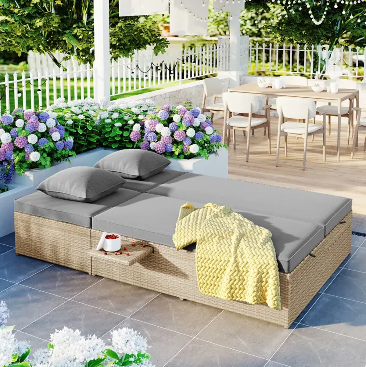 Merax Outdoor Double Sunbed Conversational Set