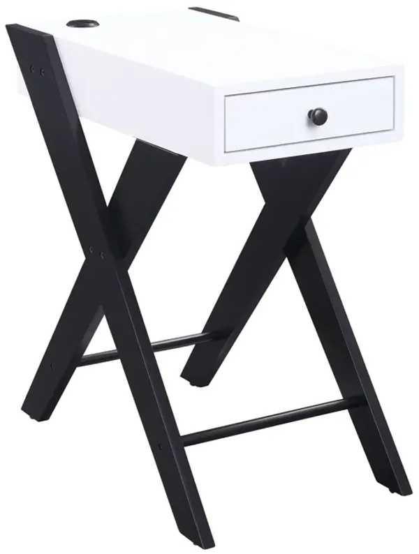 ACME Fierce Accent Table w/USB, White & Black