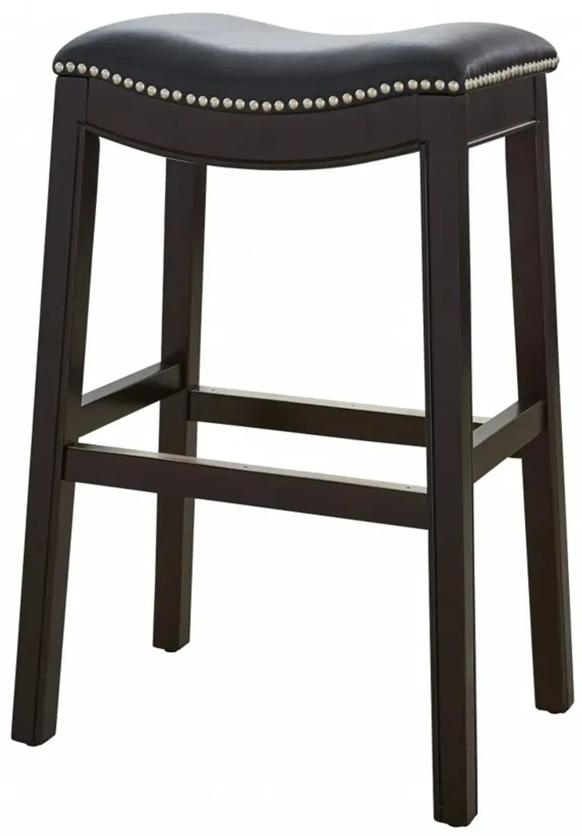 30" Espresso And Black Saddle Style Counter Height Bar Stool