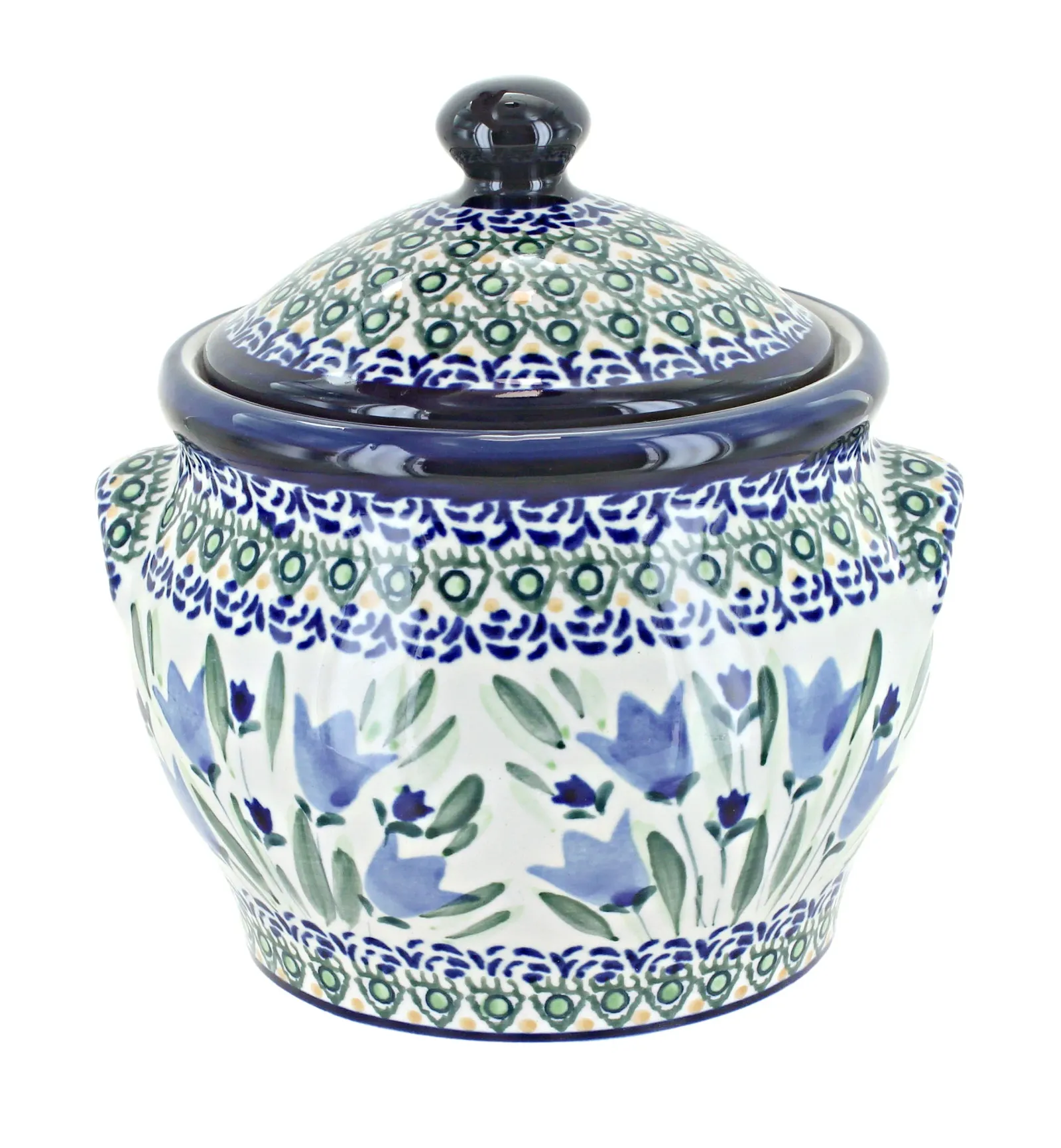 Blue Rose Polish Pottery Jungle Flower Medium Canister