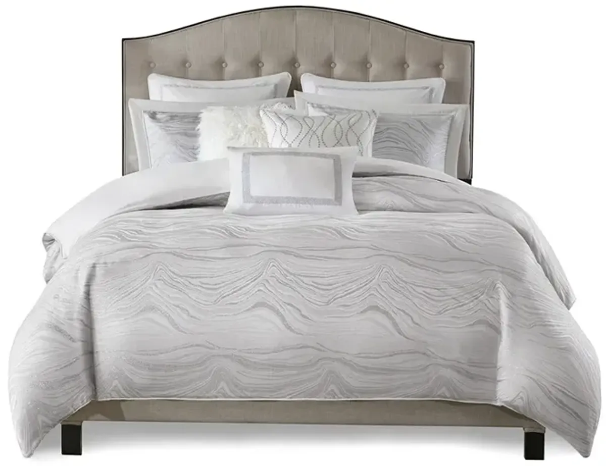 Gracie Mills Blaize Modern Metallic Jacquard Comforter Set