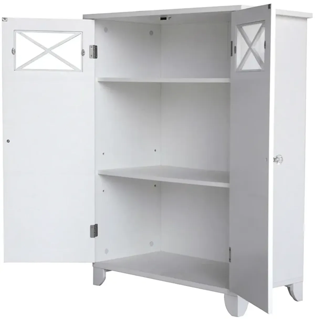 Hivvago White 2-Door Bathroom Floor Cabinet with Adjustable Storage Shelf