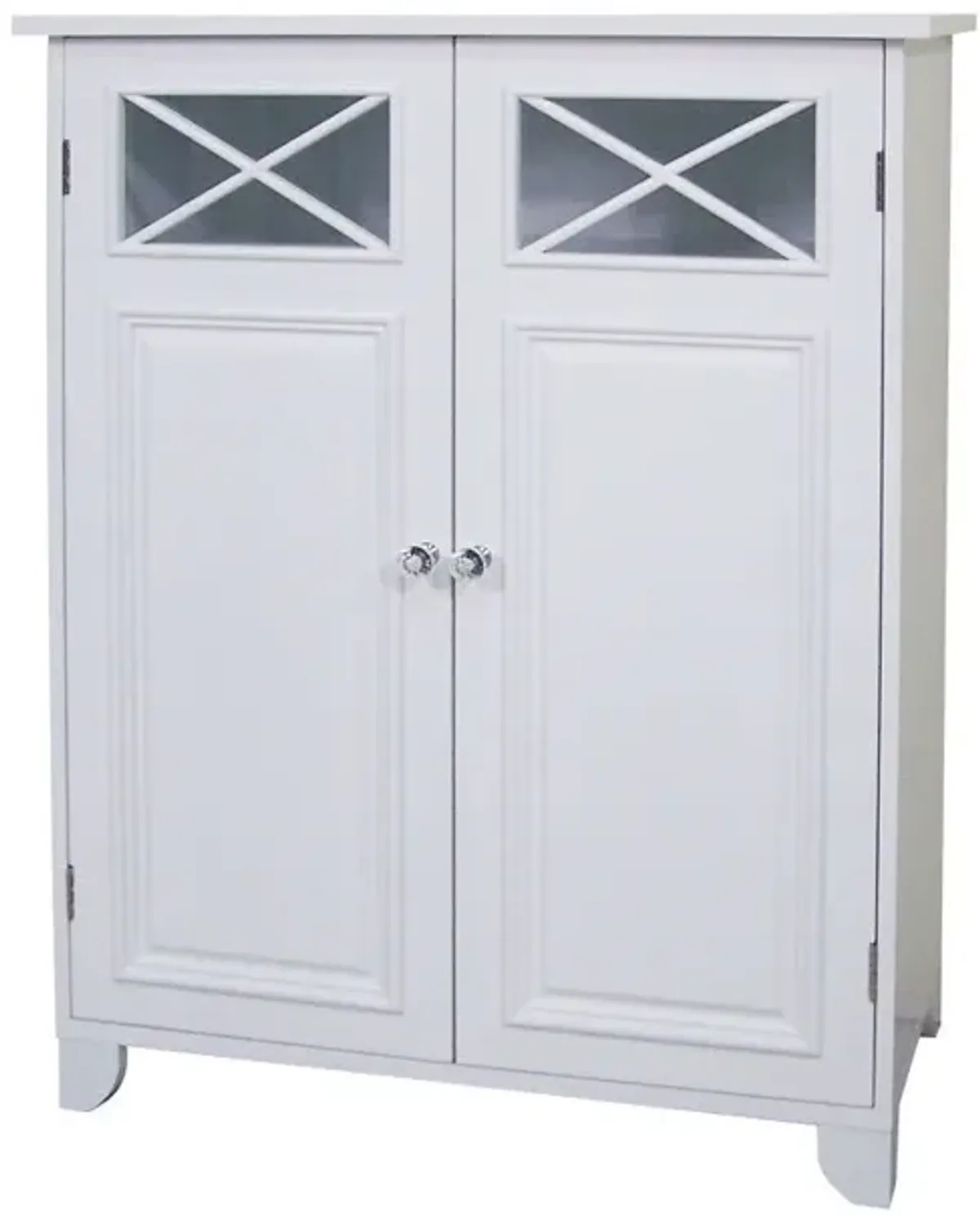 Hivvago White 2-Door Bathroom Floor Cabinet with Adjustable Storage Shelf